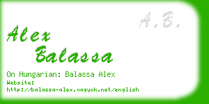 alex balassa business card